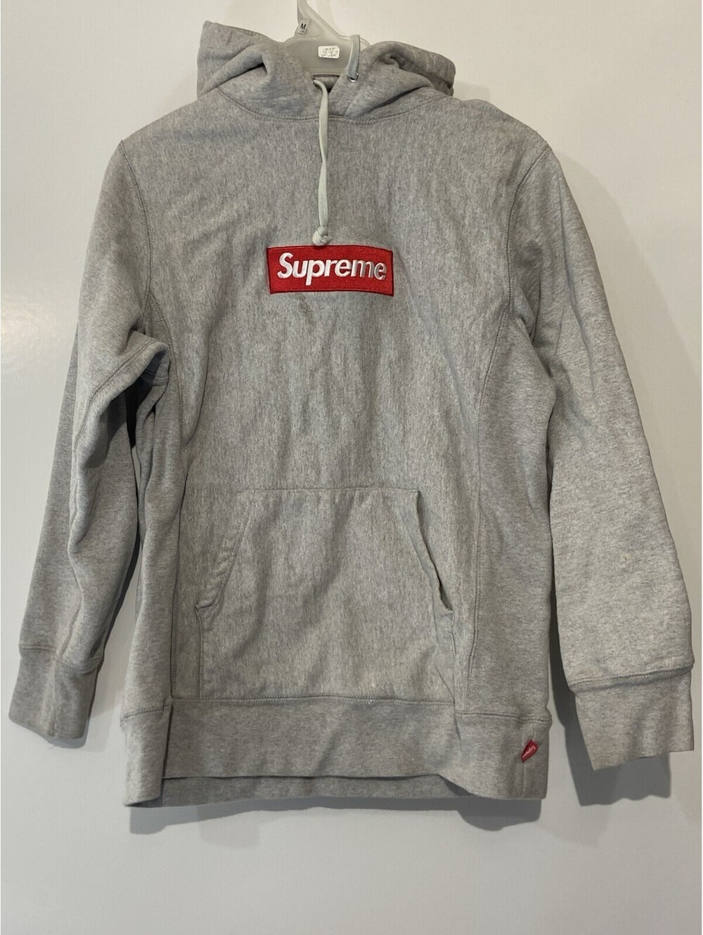 Mens SUPREME Gray Original Box Logo Hoodie Sz M